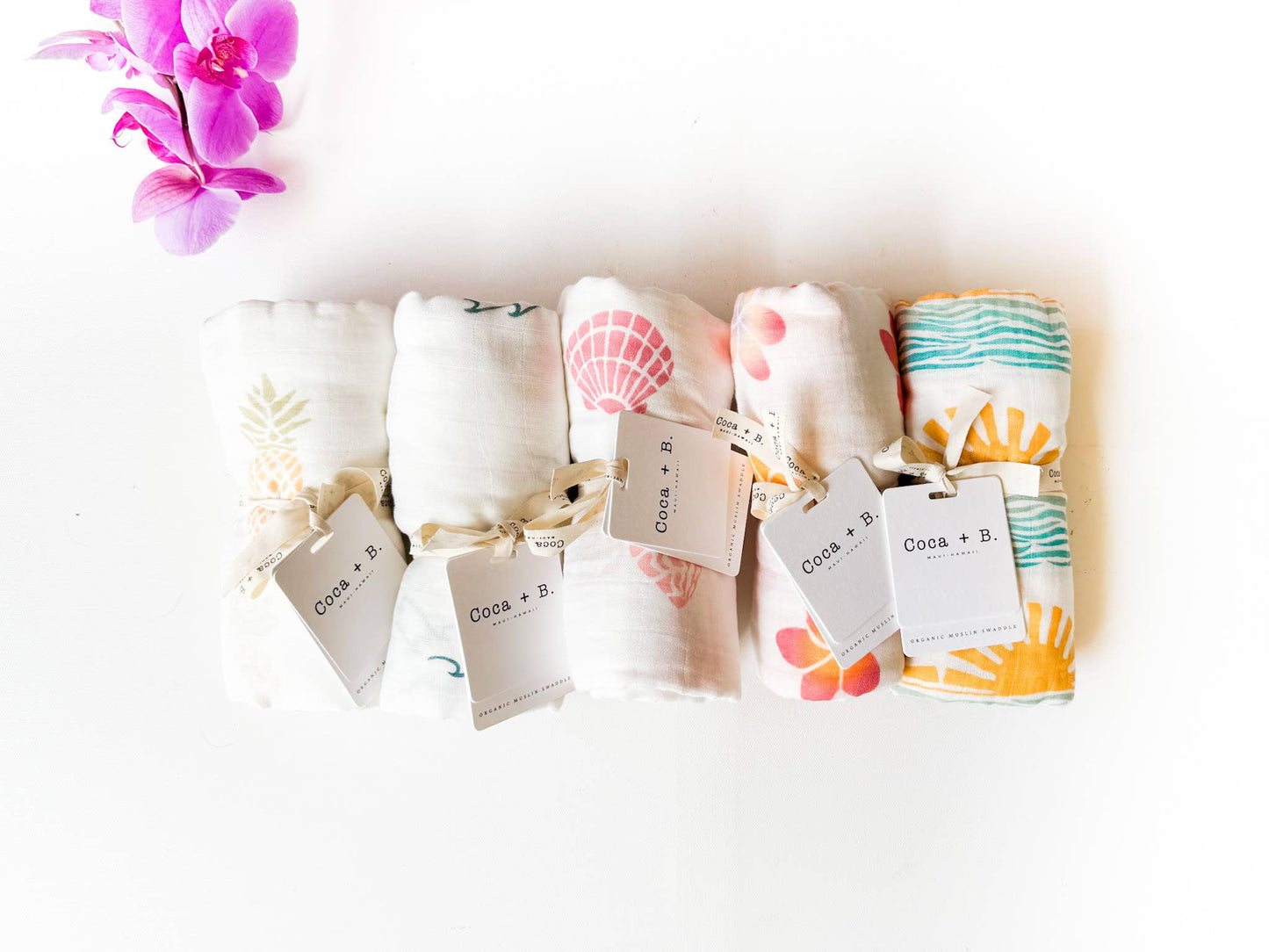 Seashell Print Organic Bamboo Swaddle