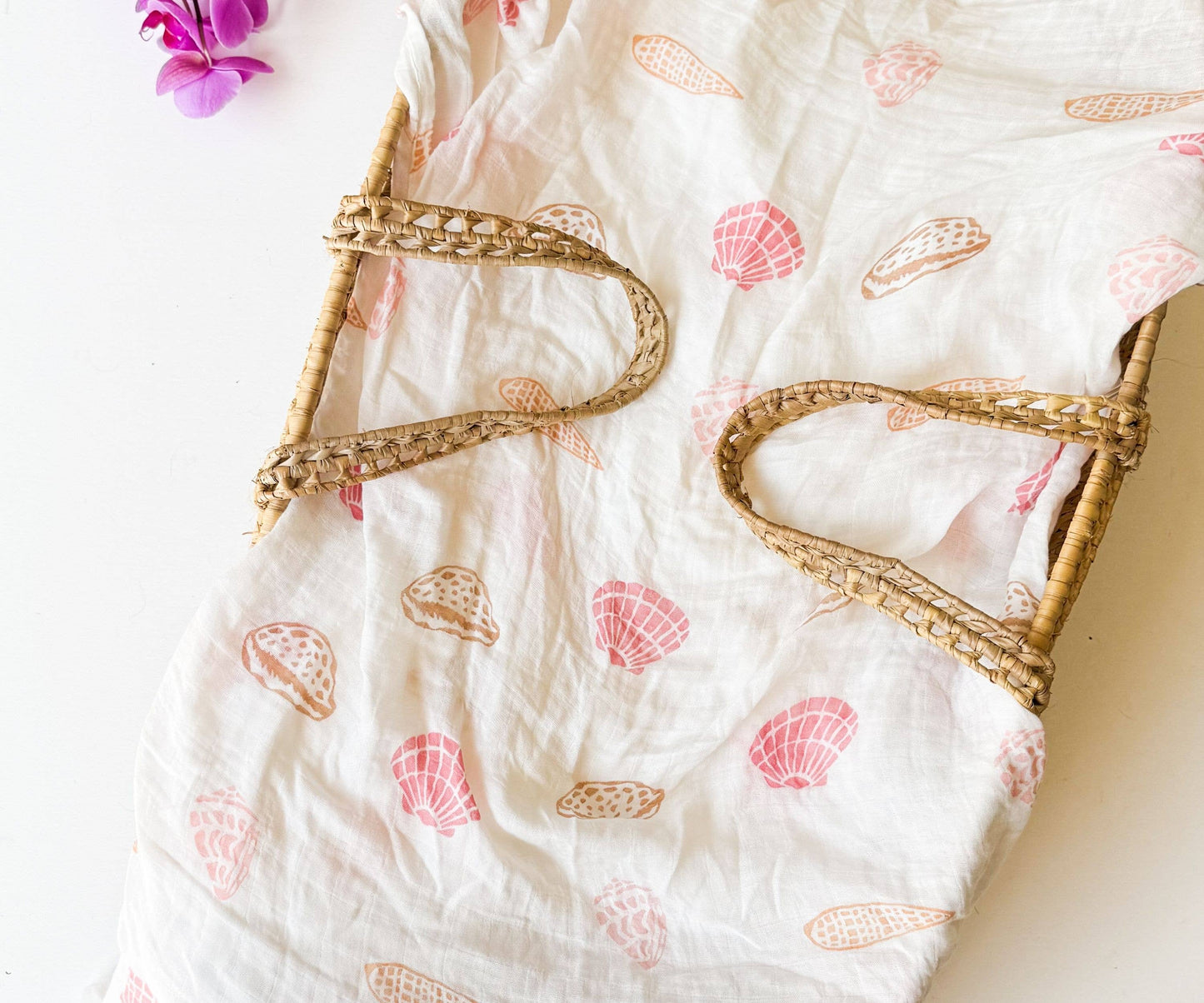 Seashell Print Organic Bamboo Swaddle