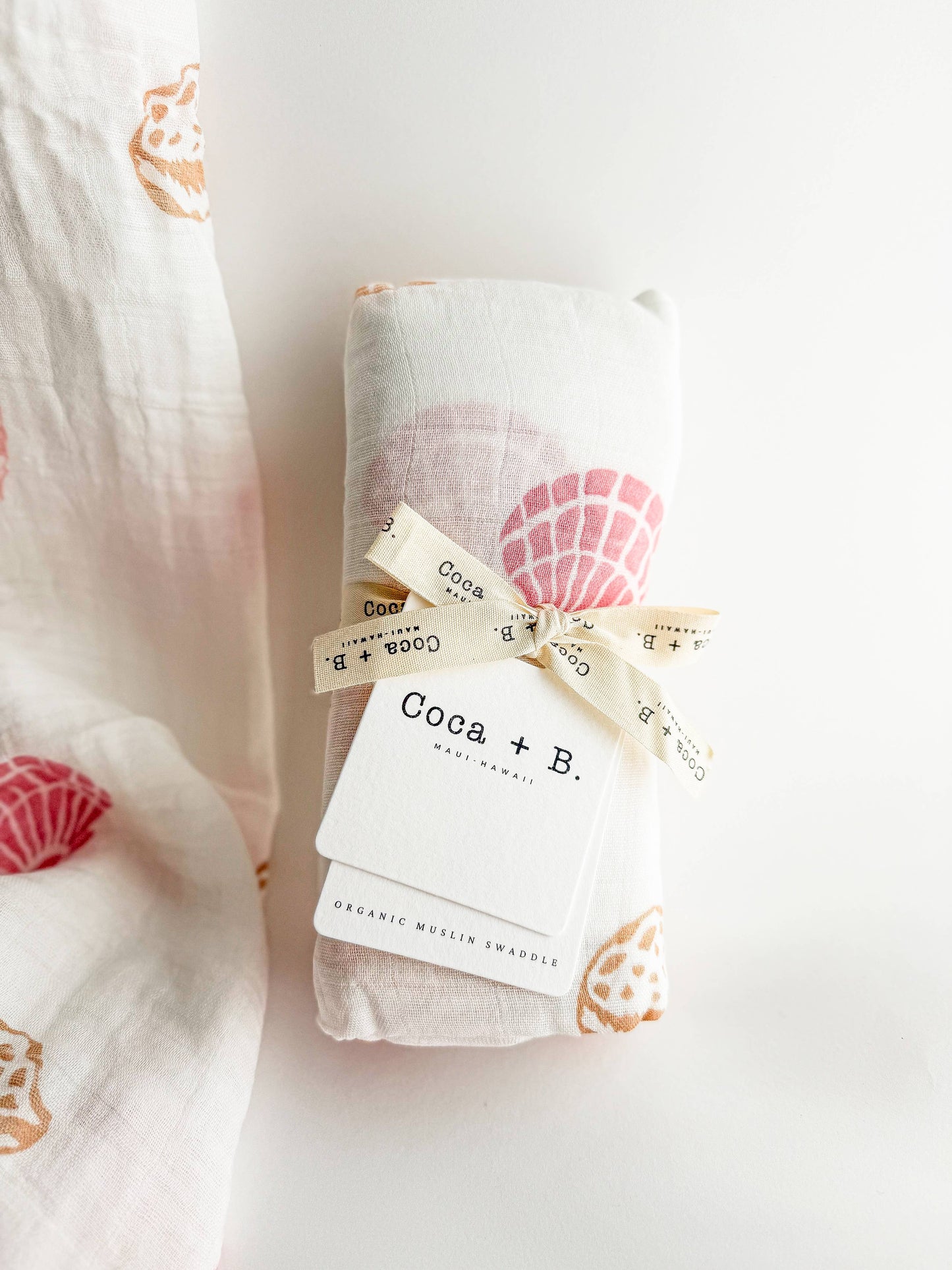 Seashell Print Organic Bamboo Swaddle