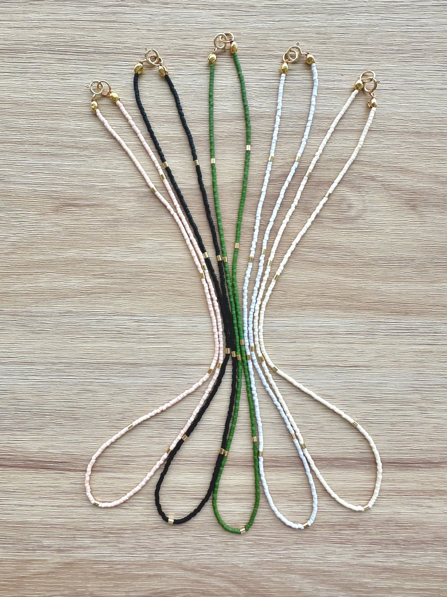Matte Gold Bar Beaded Necklace