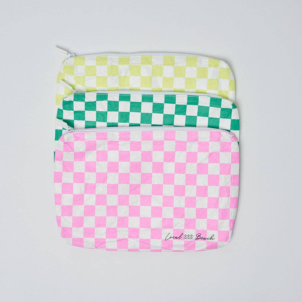 Green Checker Water Resistant Pouch