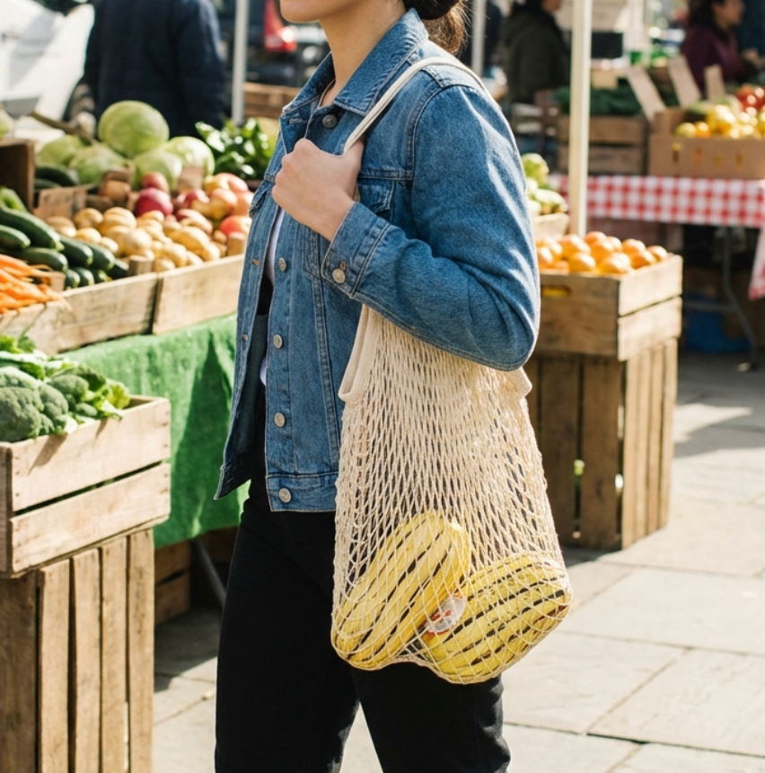 Organic Cotton Net Beach Bag
