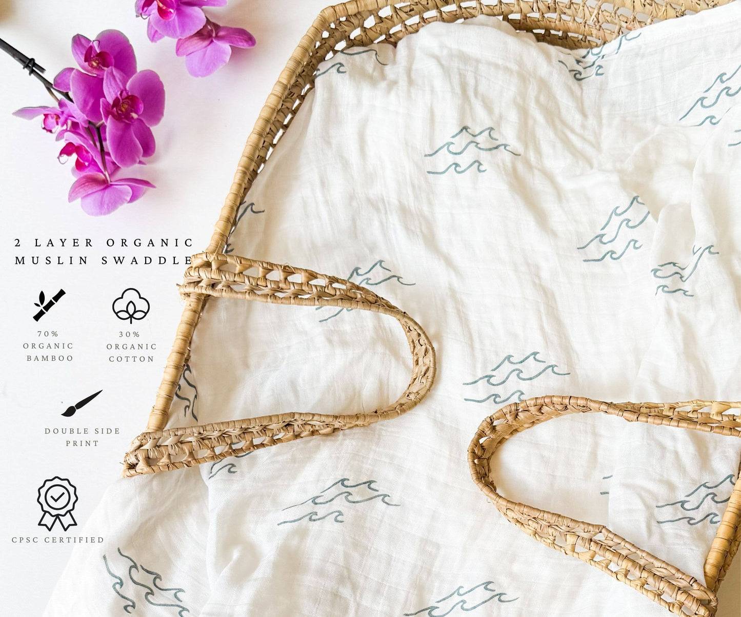 Surfer Wave Organic Bamboo Swaddle