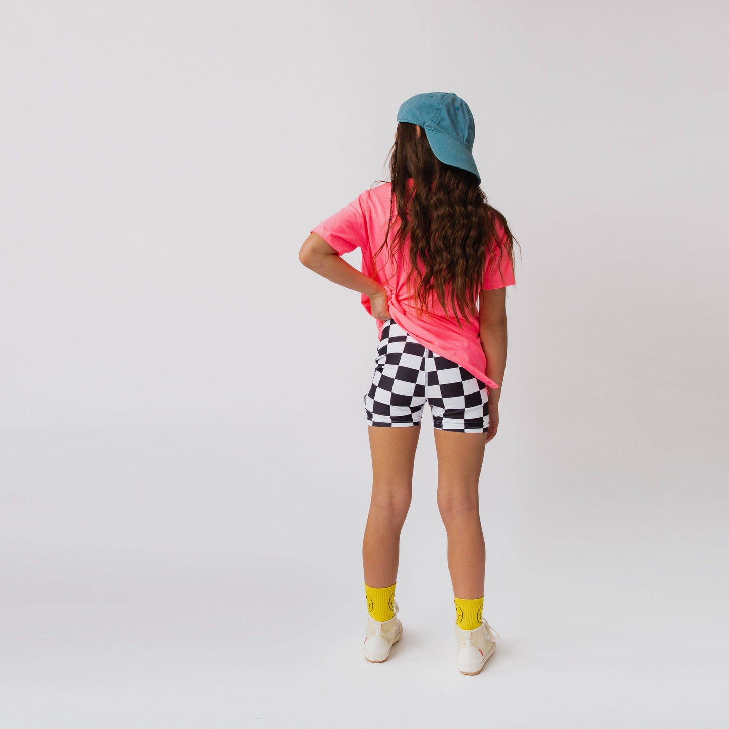 Girls B&W Check Biker Short