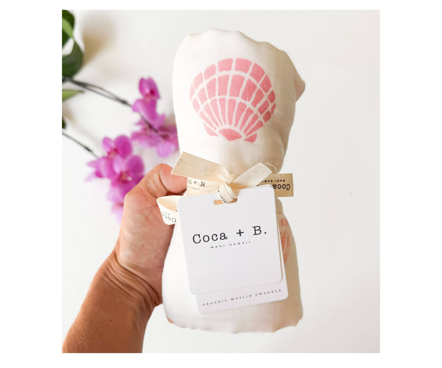 Seashell Print Organic Bamboo Swaddle