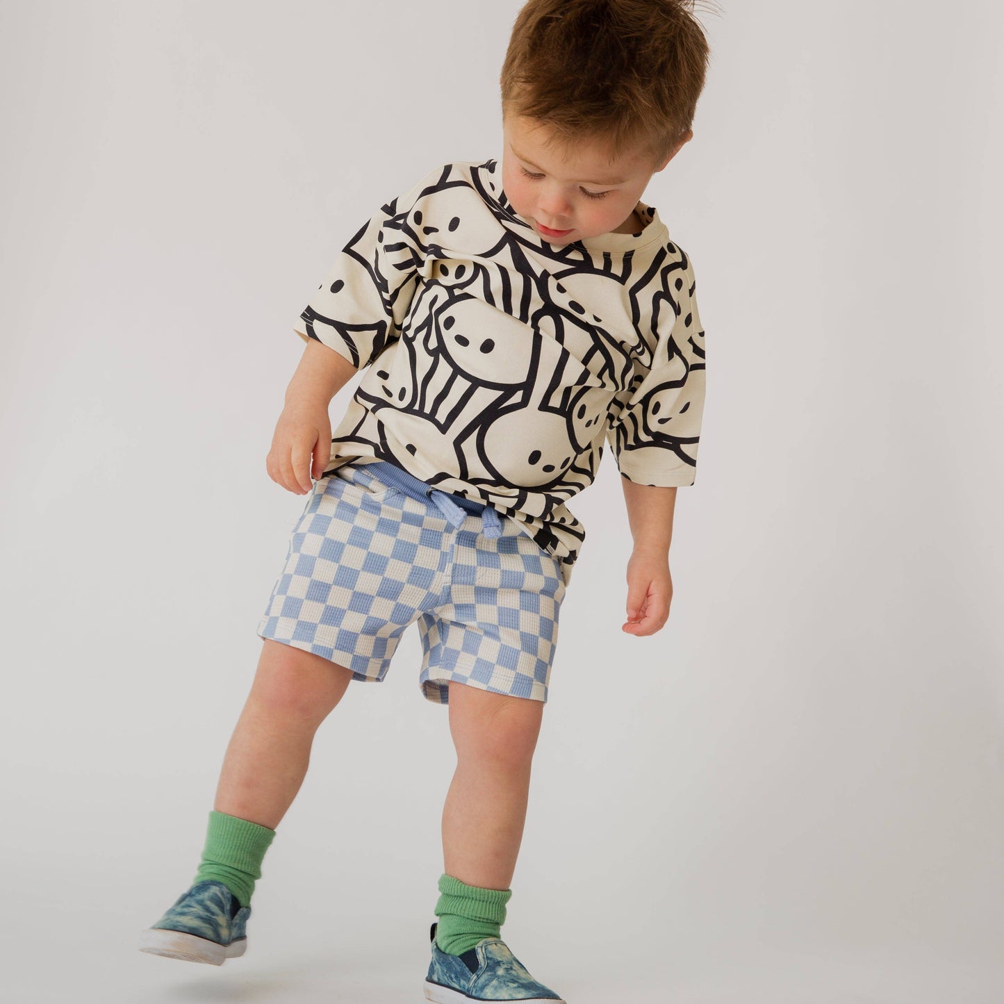 Blue Check Waffle Shorts