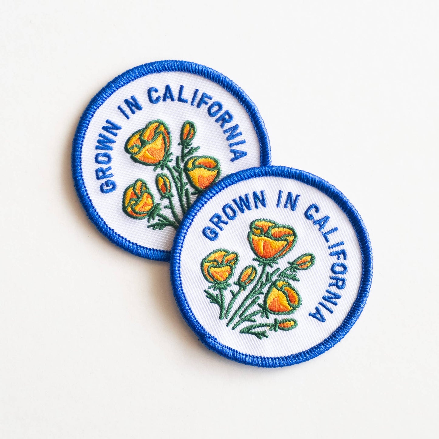 Grown In California Embroidered Iron on Patch - Golden Poppy