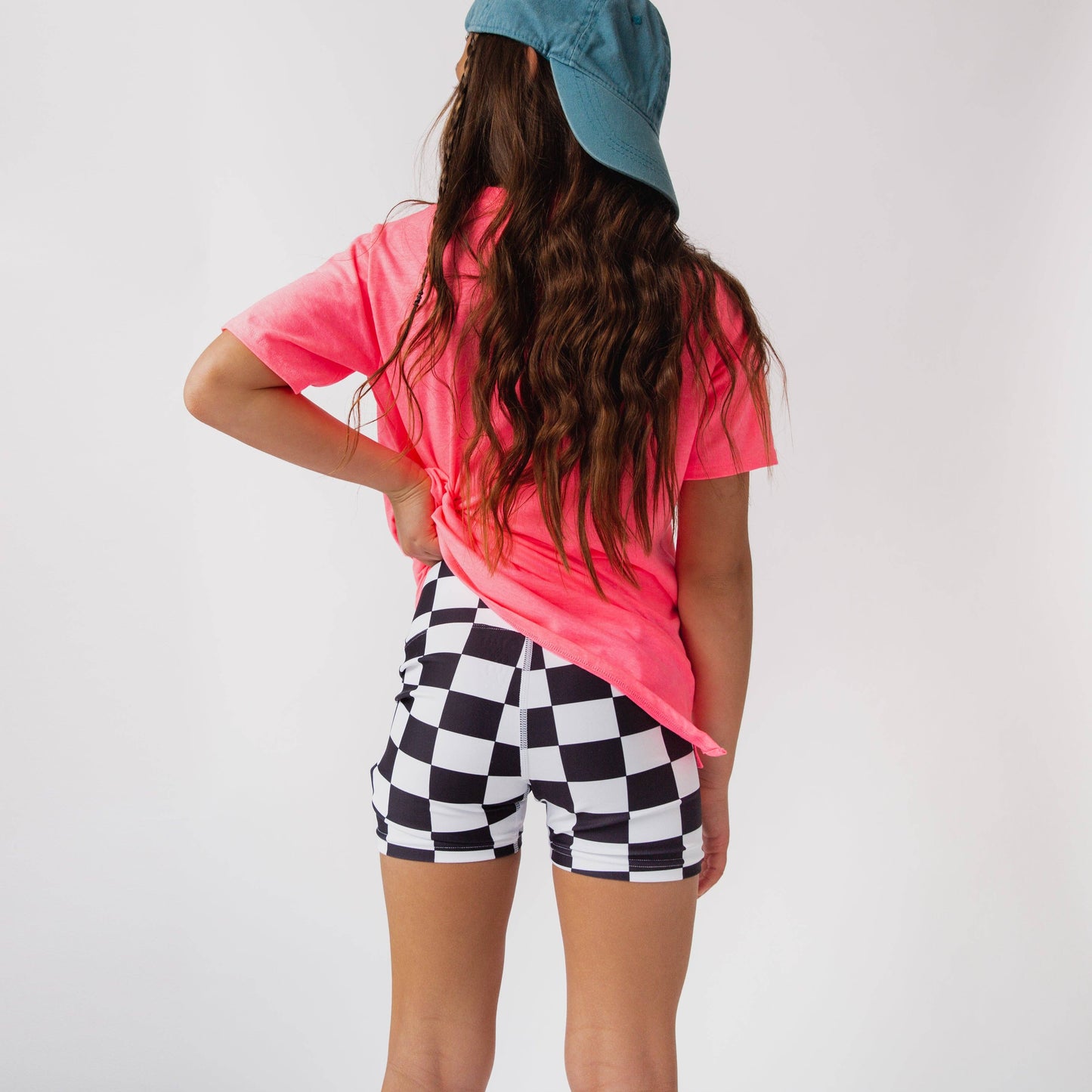 Girls B&W Check Biker Short