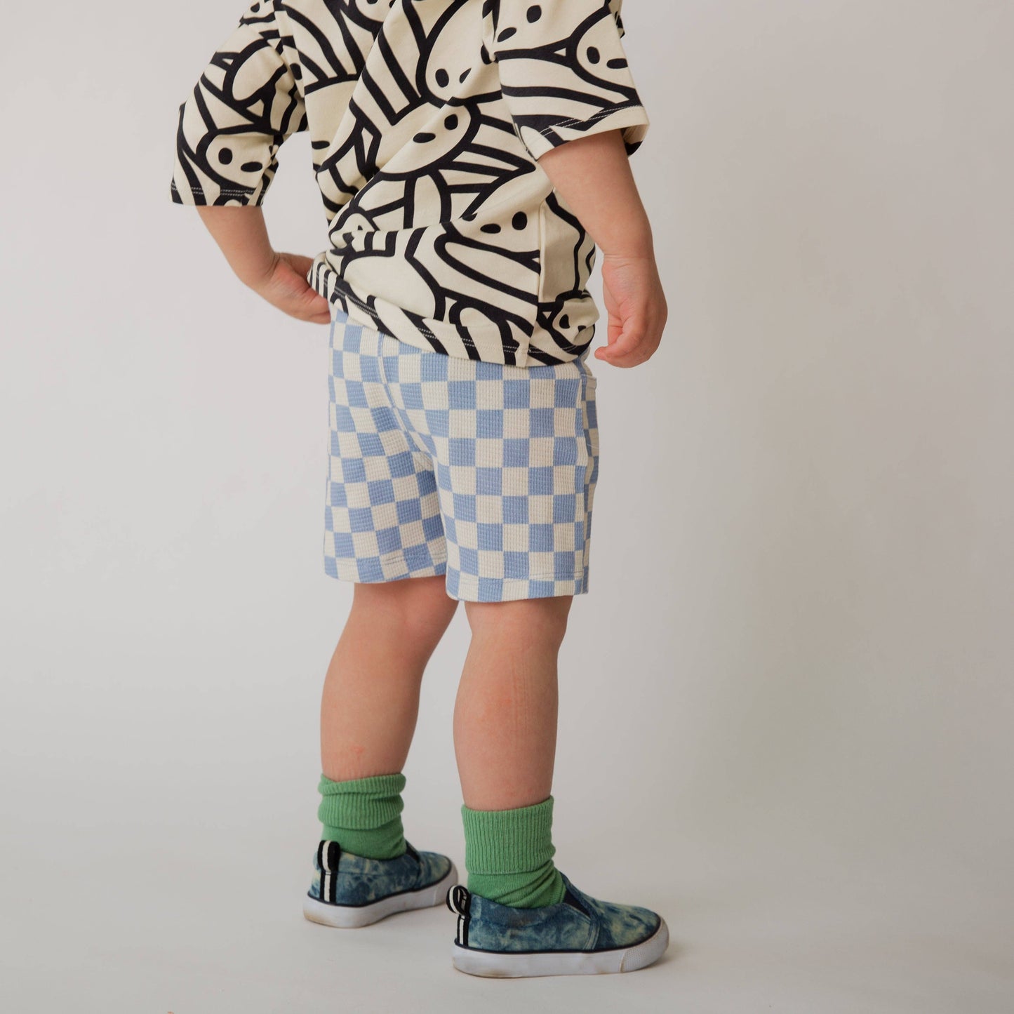 Blue Check Waffle Shorts