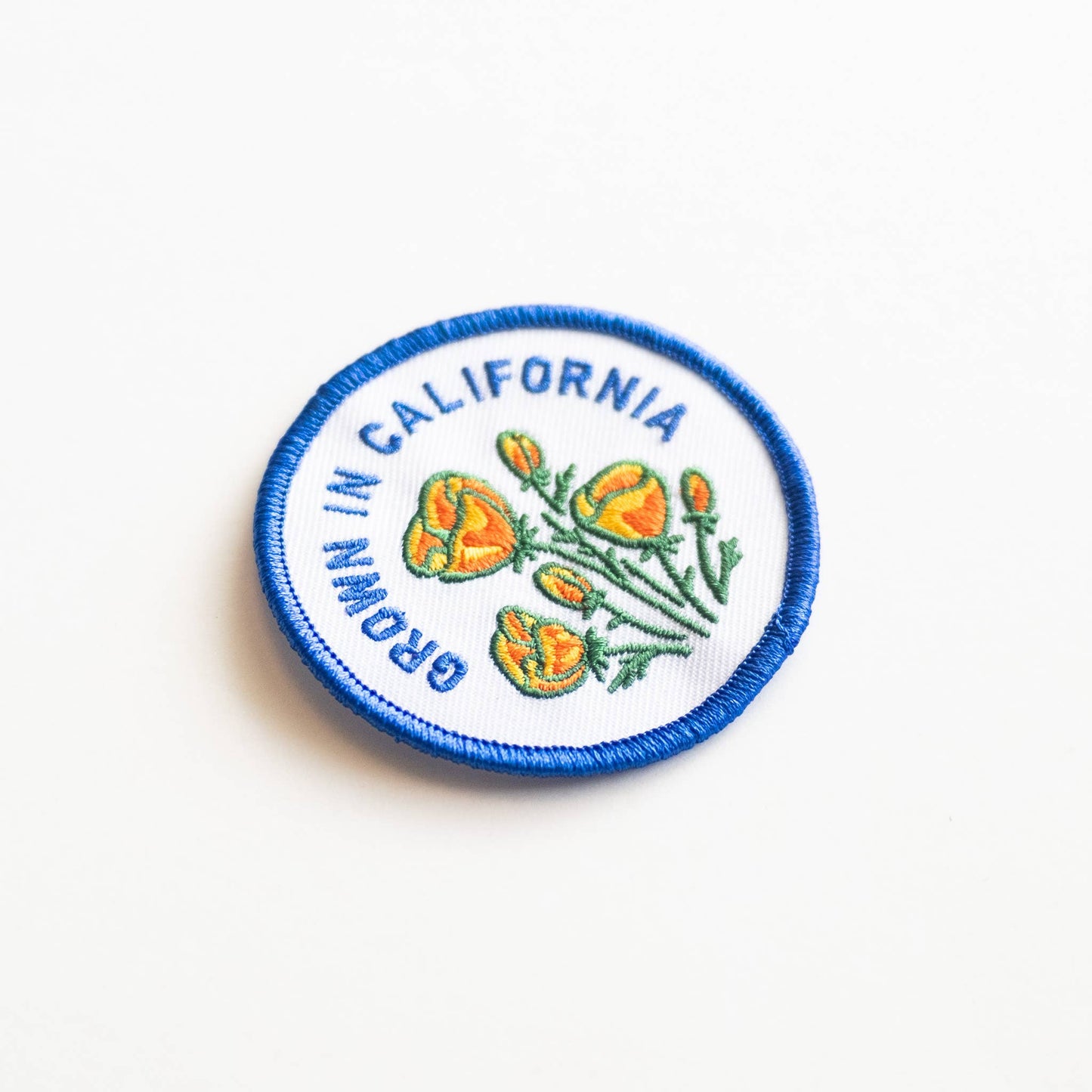 Grown In California Embroidered Iron on Patch - Golden Poppy