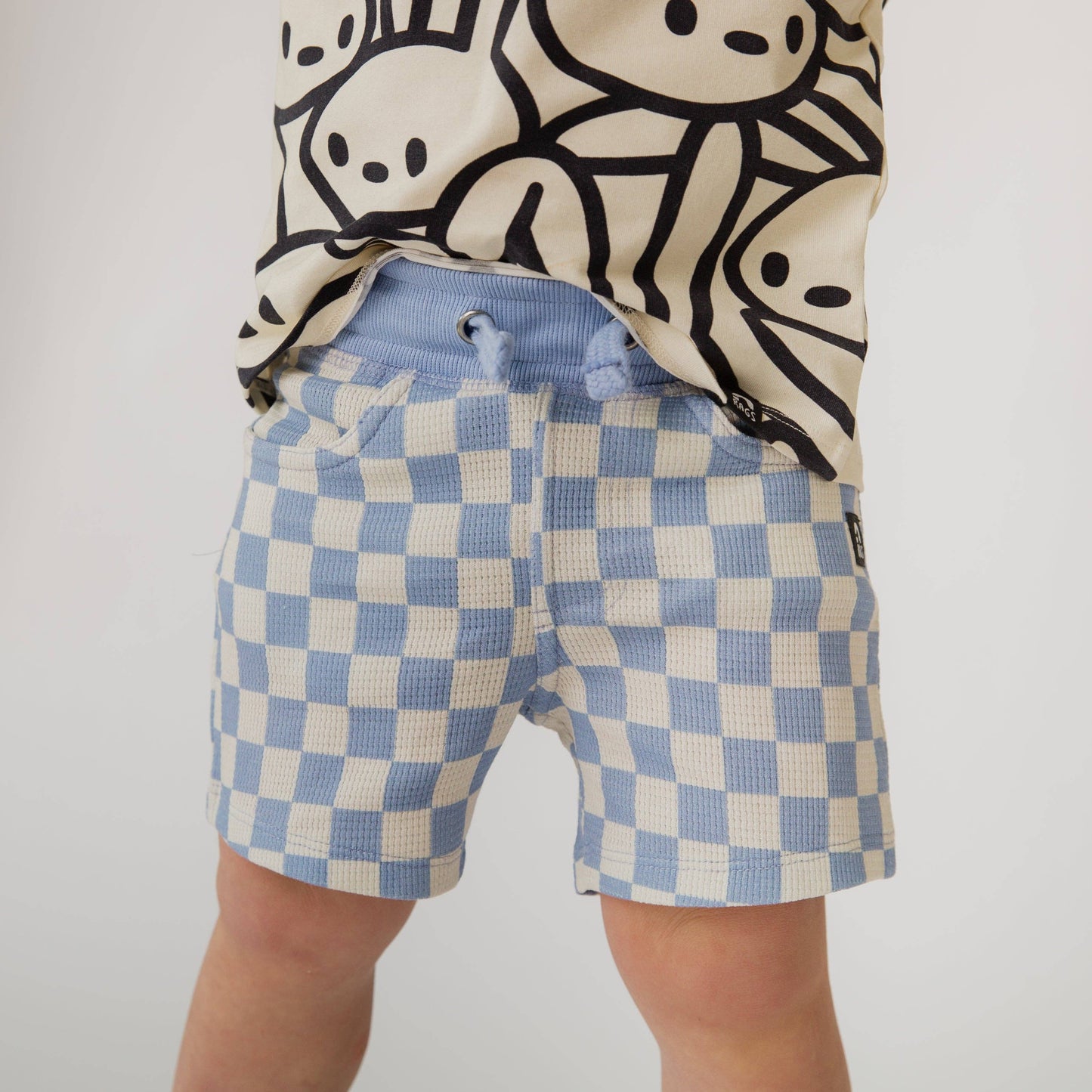 Blue Check Waffle Shorts