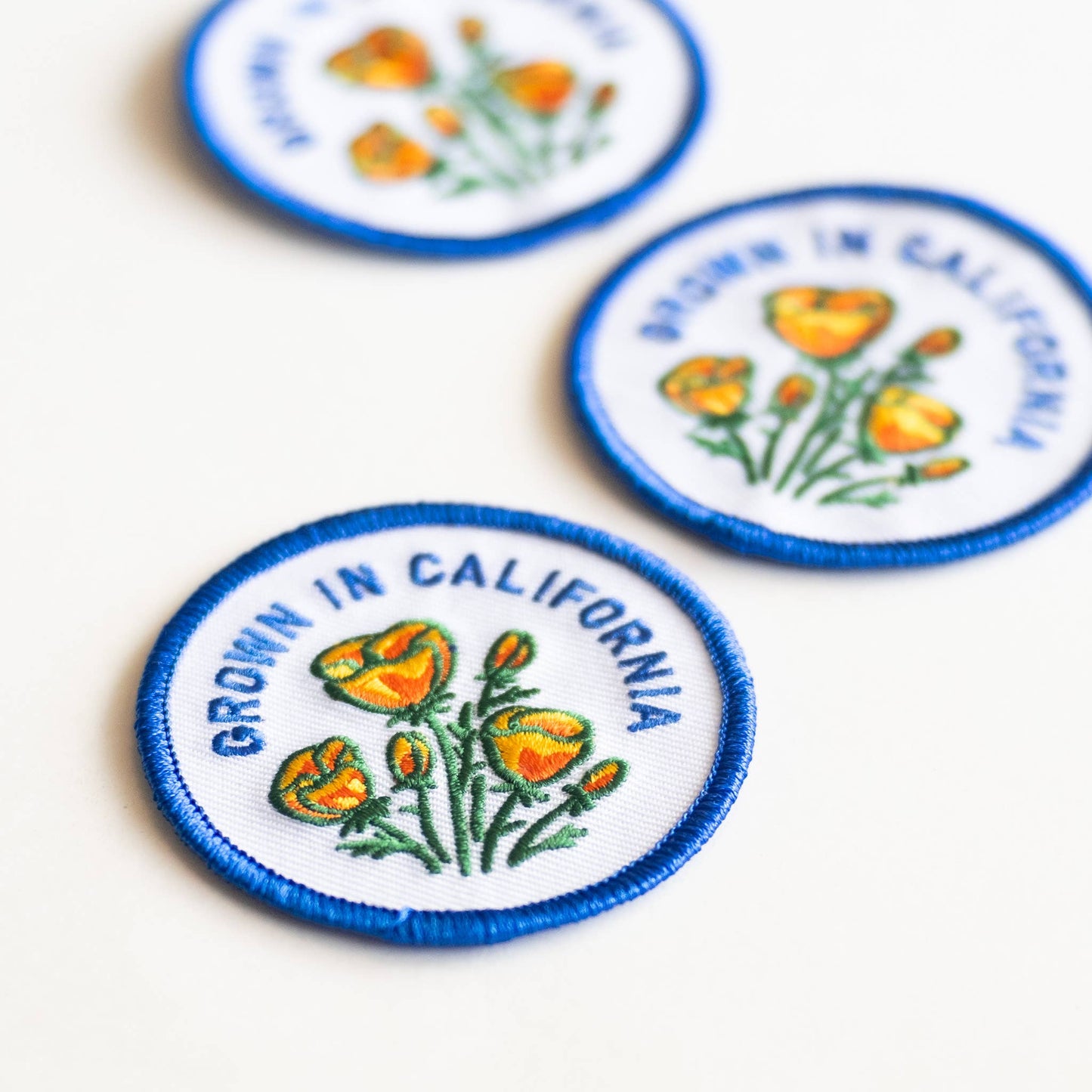 Grown In California Embroidered Iron on Patch - Golden Poppy