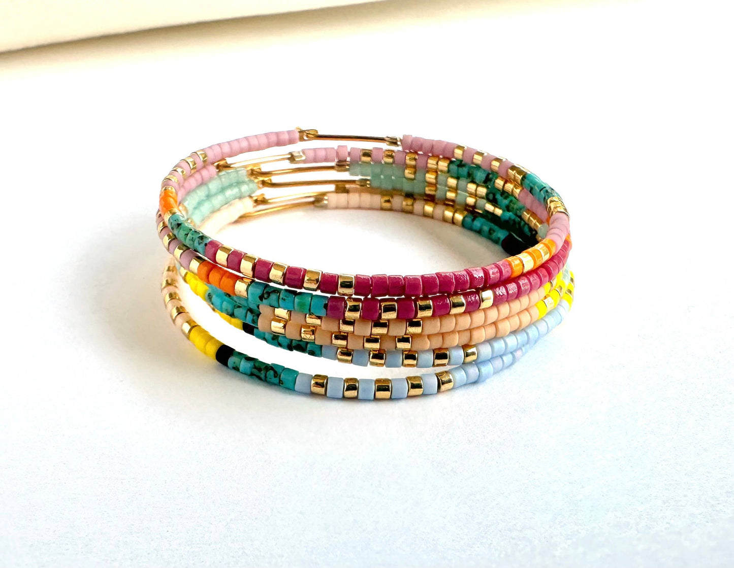 Colorful Beaded Hoop Earrings - Petra Hoops