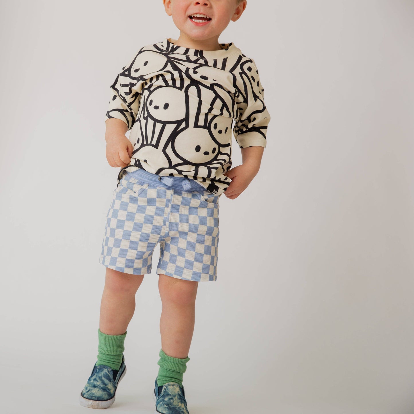 Blue Check Waffle Shorts