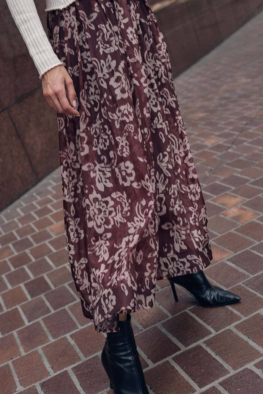 Floral Organza Pleated Circle Midi Skirt