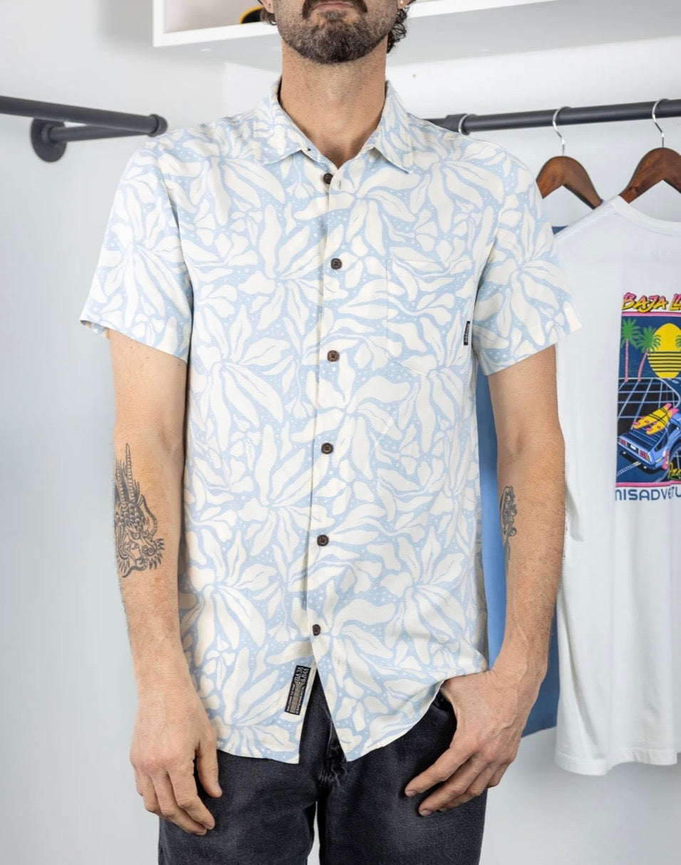 Leaf Me Blue Button Up