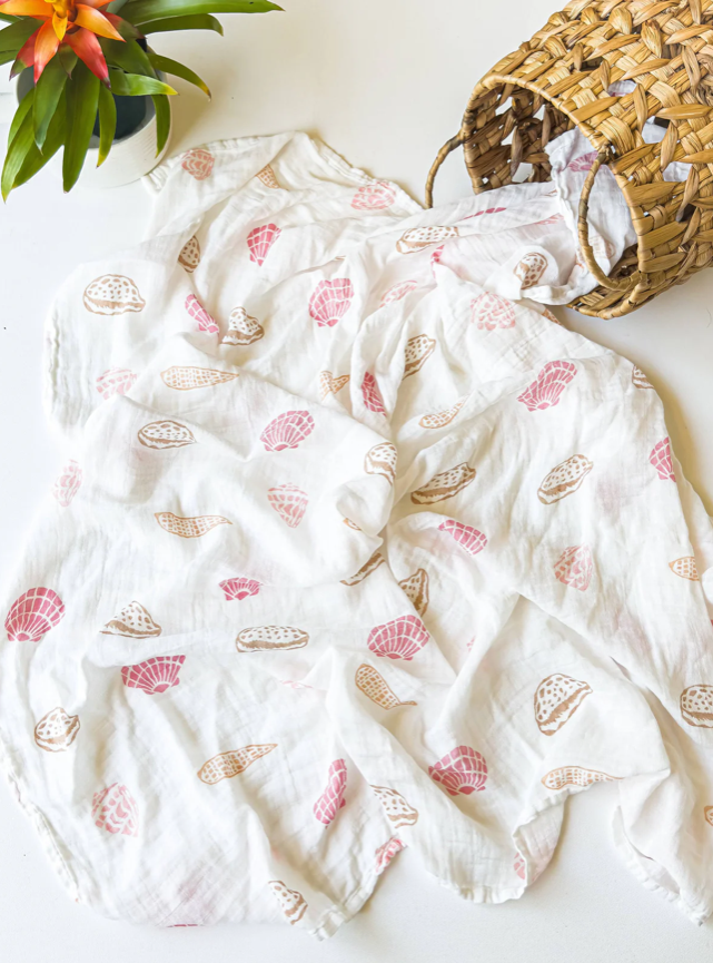 Seashell Print Organic Baby Swaddle