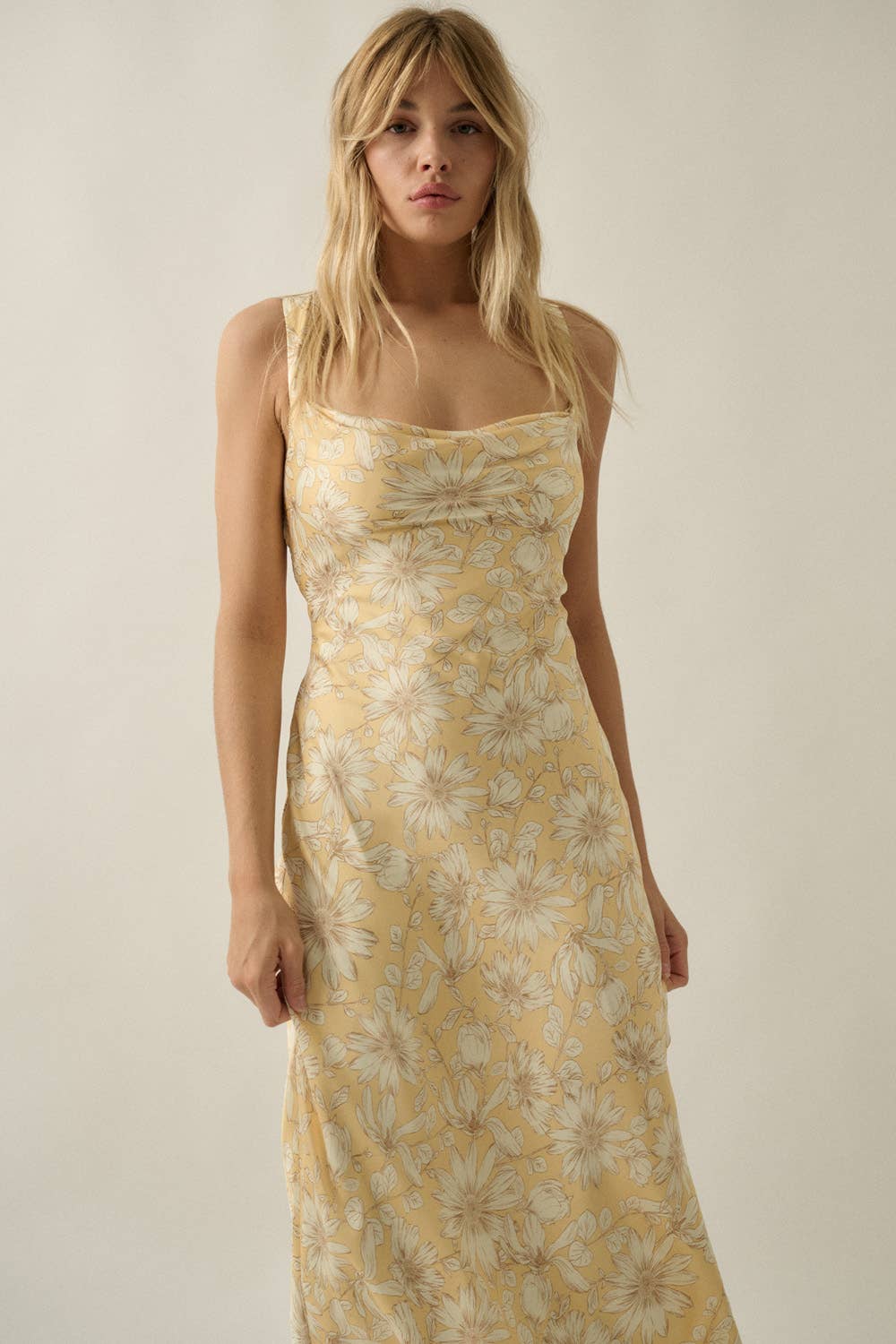 Satin Open-Back Lace Up Maxi Dress
