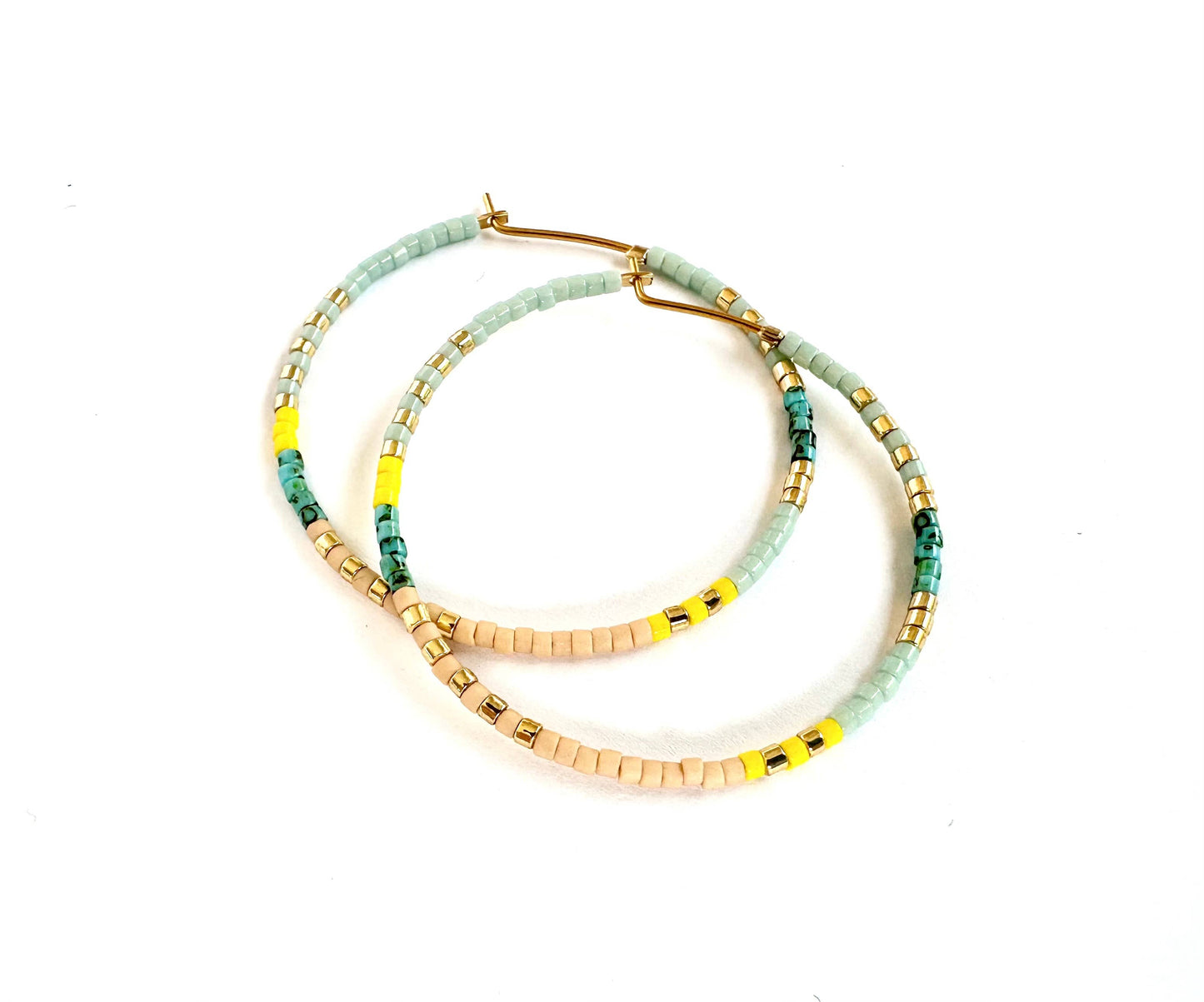 Colorful Beaded Hoop Earrings - Petra Hoops