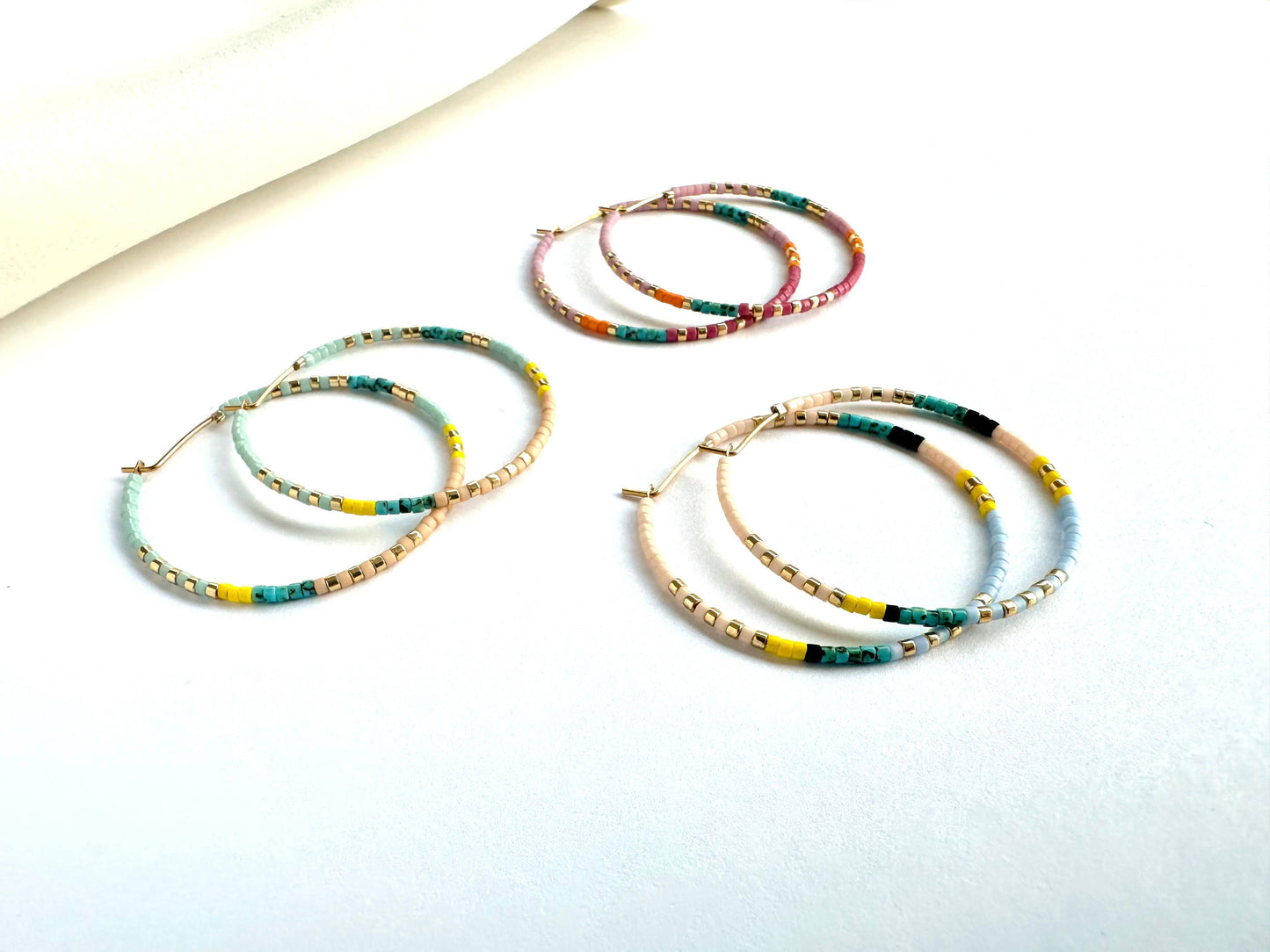 Colorful Beaded Hoop Earrings - Petra Hoops