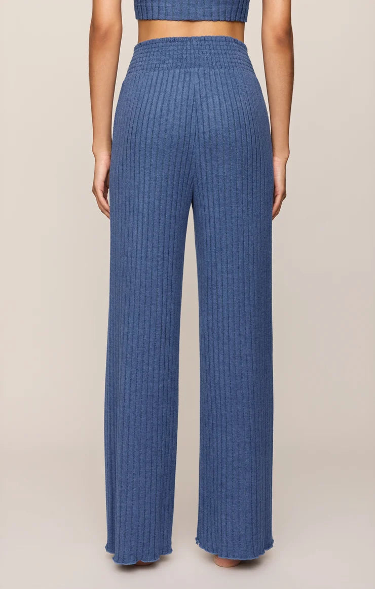 Dawn Smocked Silky Ribbed Pant