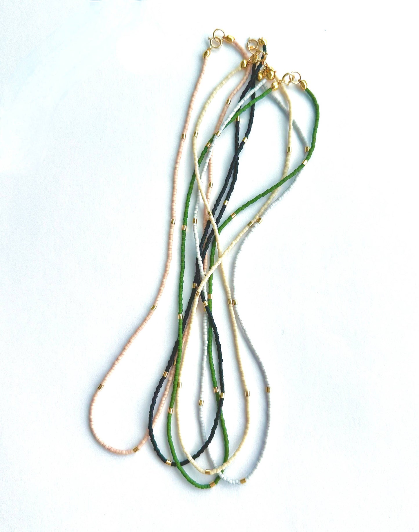 Matte Gold Bar Beaded Necklace