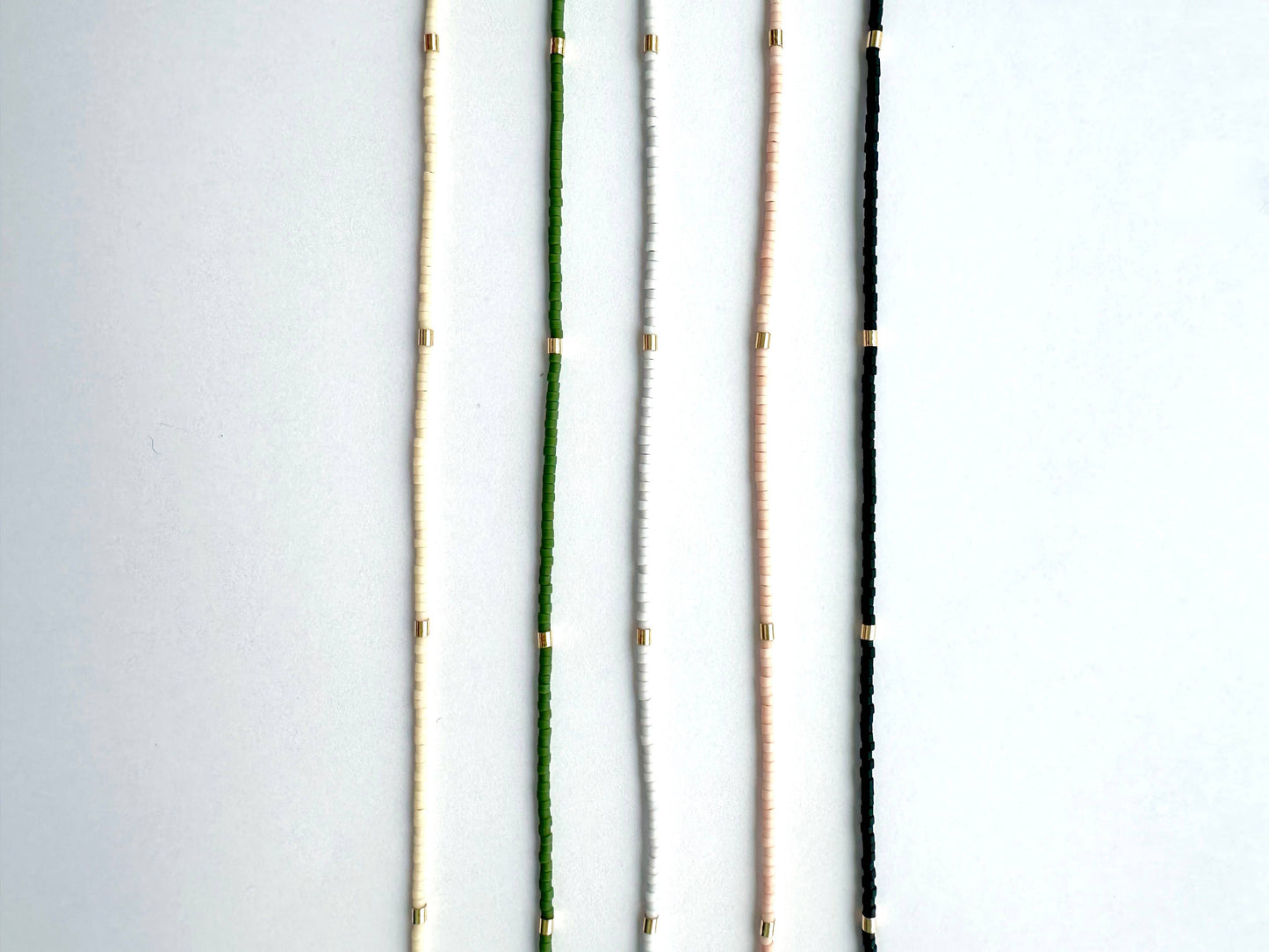 Matte Gold Bar Beaded Necklace