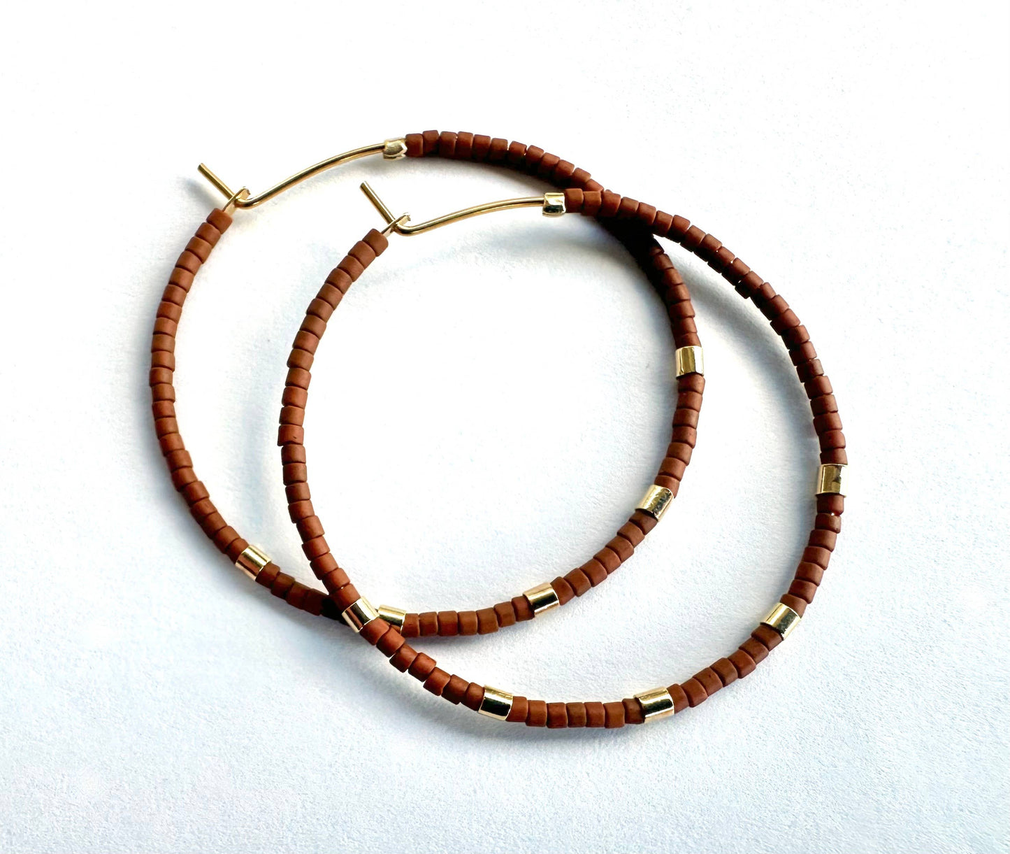 Large Minimalist Gold Bar Hoops
