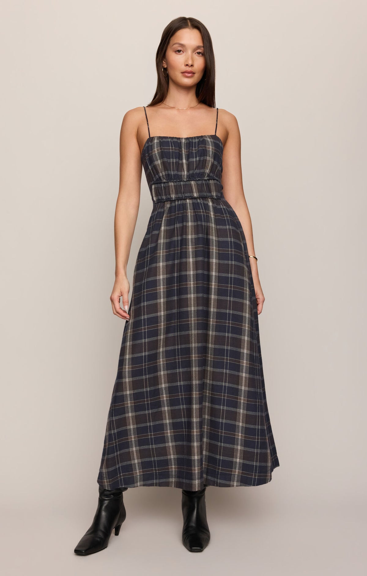 Evermore Plaid Midi Dress