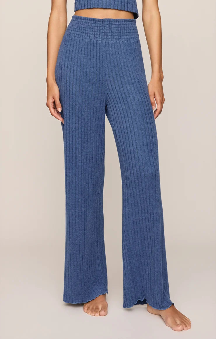 Dawn Smocked Silky Ribbed Pant