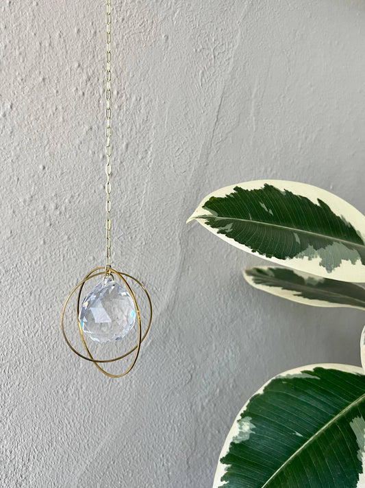 Kinetic Crystal Saturn Rings Prism Rainbow Suncatcher