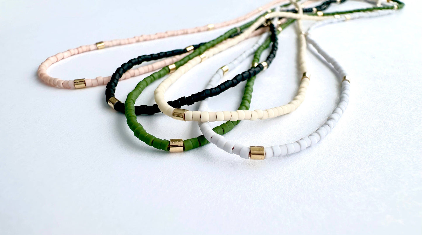 Matte Gold Bar Beaded Necklace