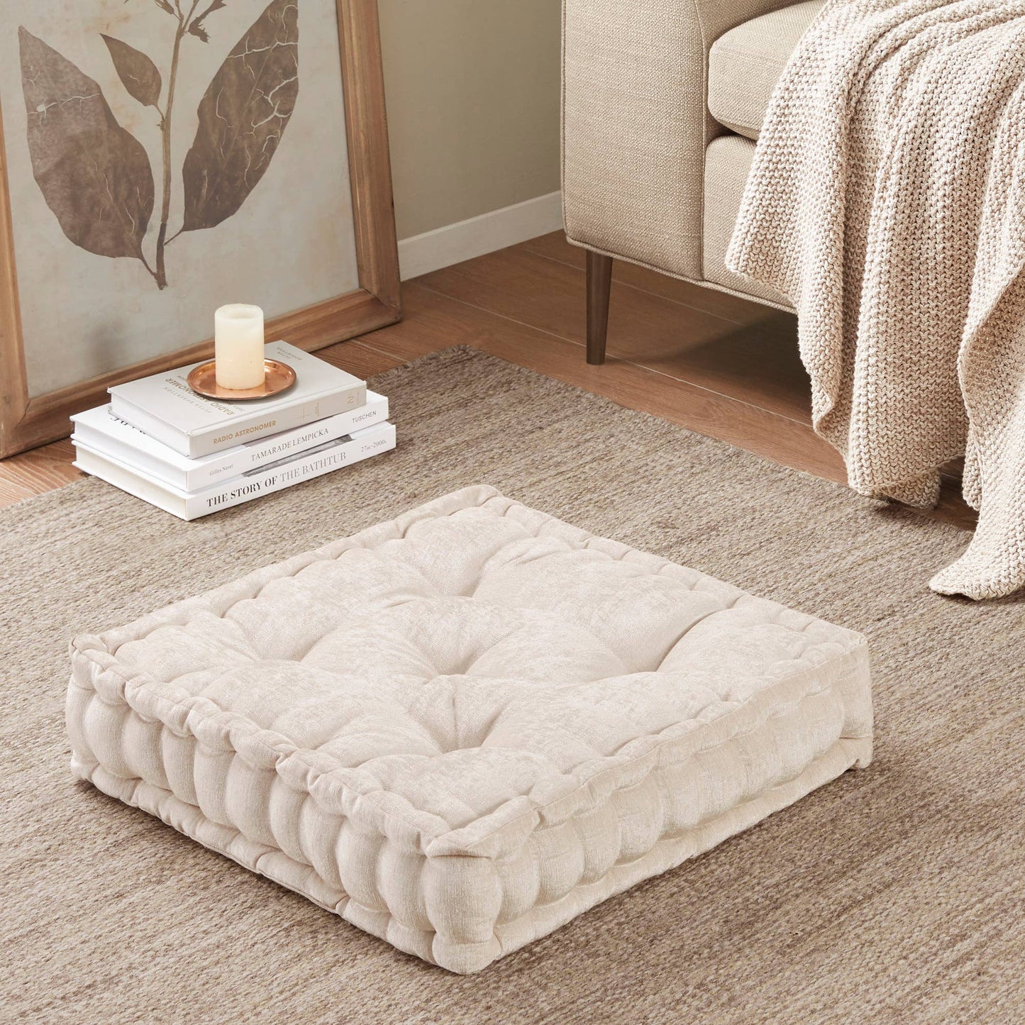 Square Floor Cushion, Ivory