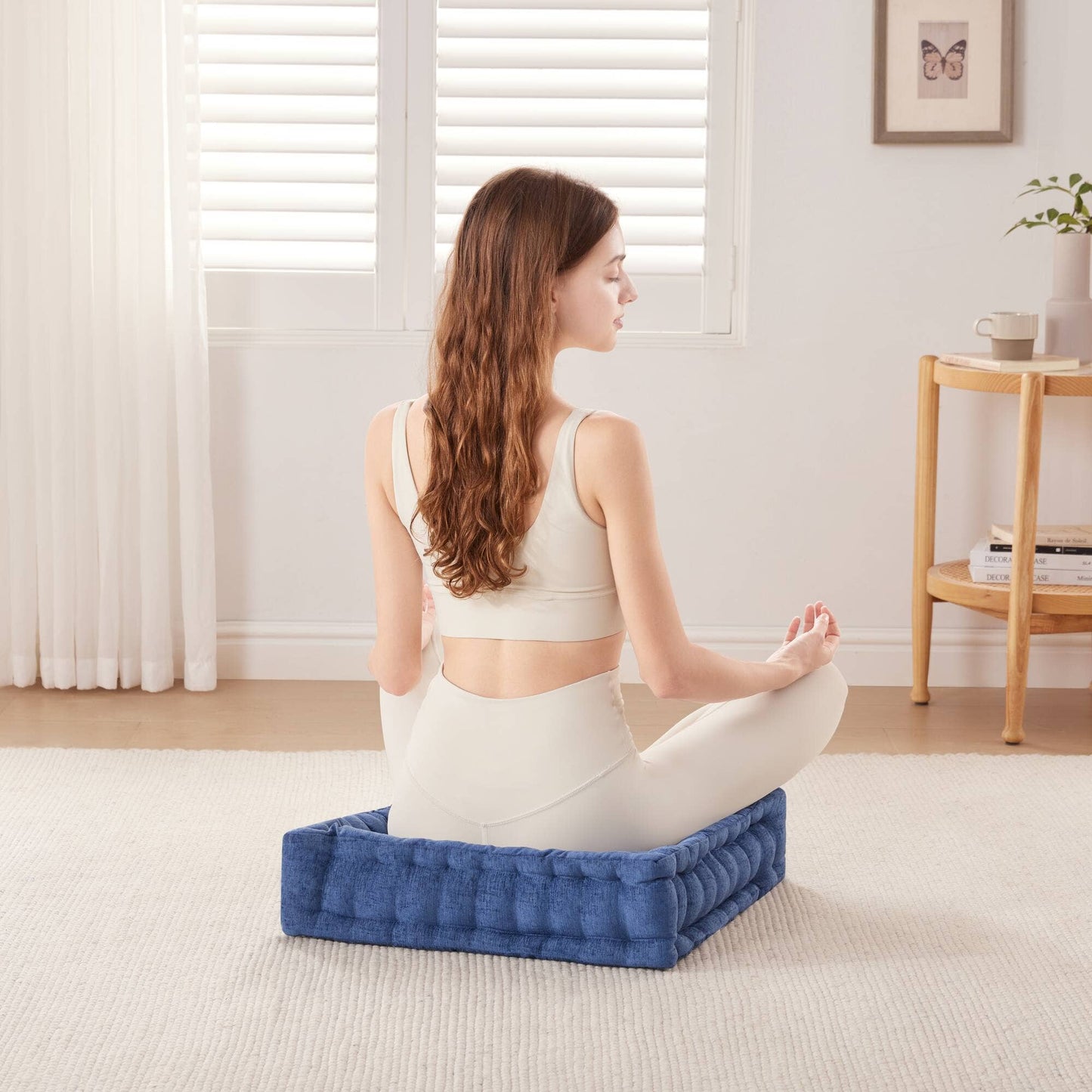 Square Floor Cushion, Navy Blue