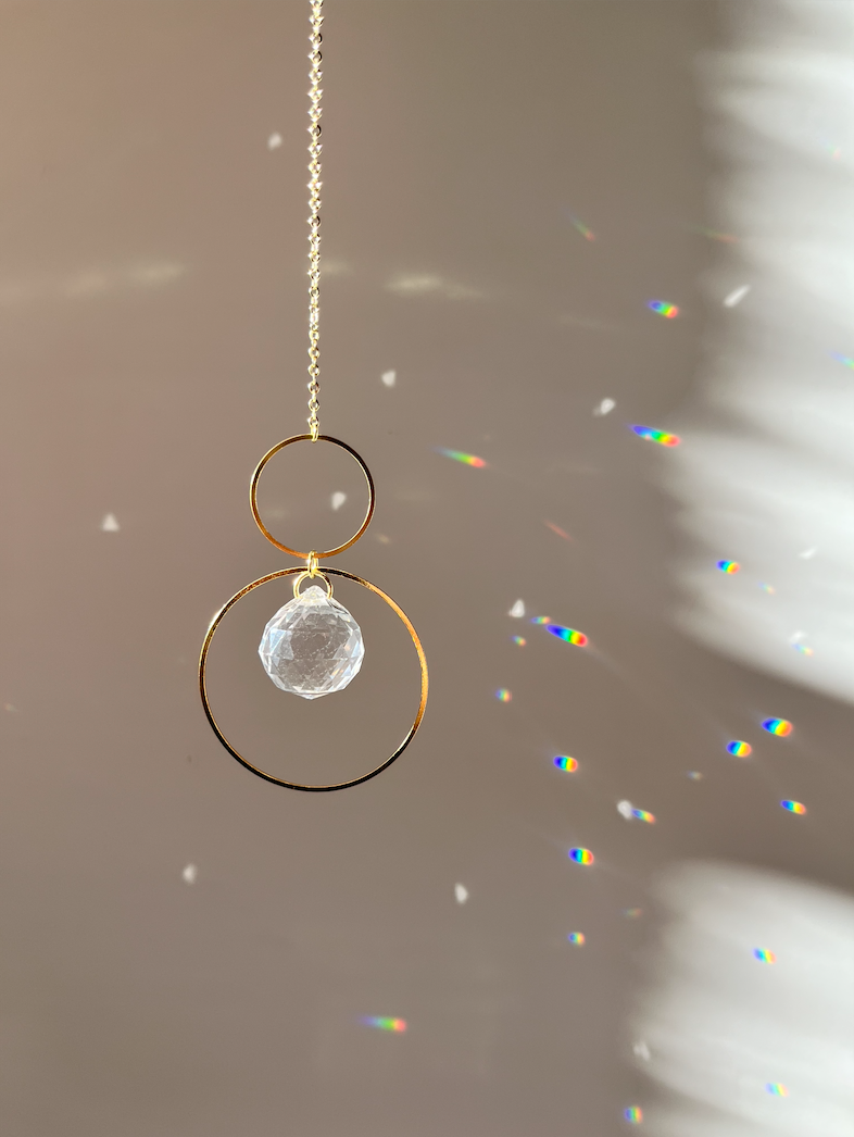 Double Circles Crystal Prism Sun Catcher Rainbow Maker