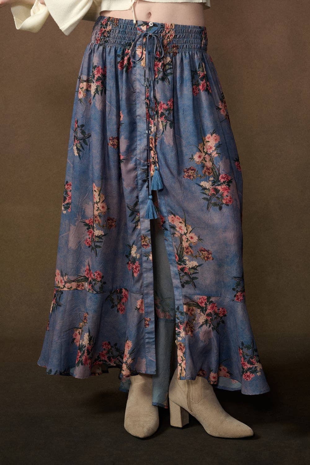Drawstring Maxi Skirt