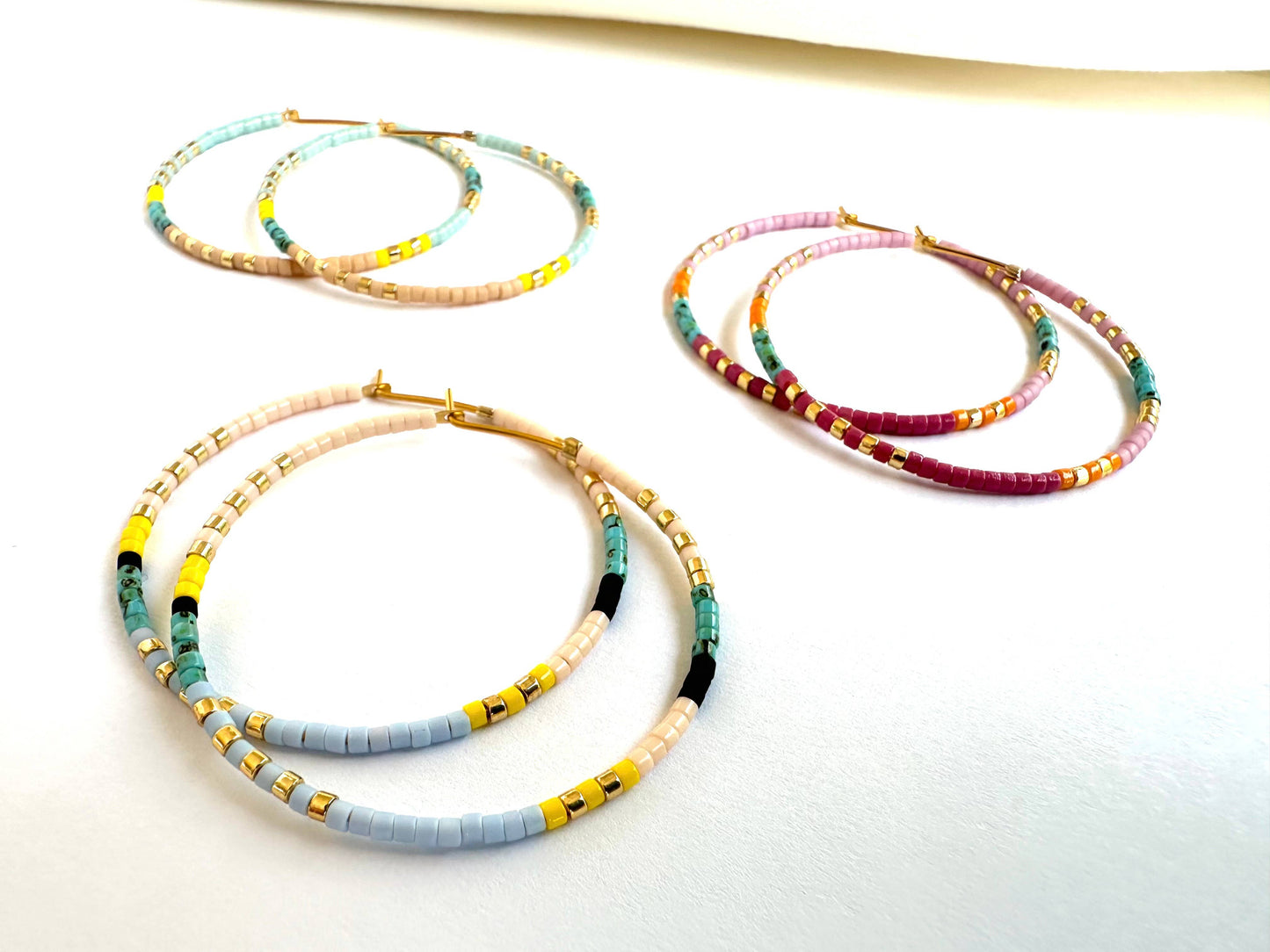 Colorful Beaded Hoop Earrings - Petra Hoops