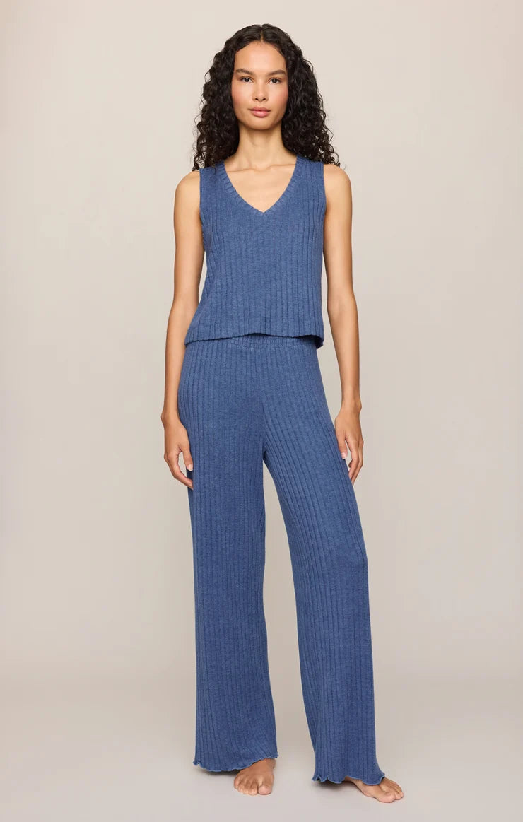 Dawn Smocked Silky Ribbed Pant