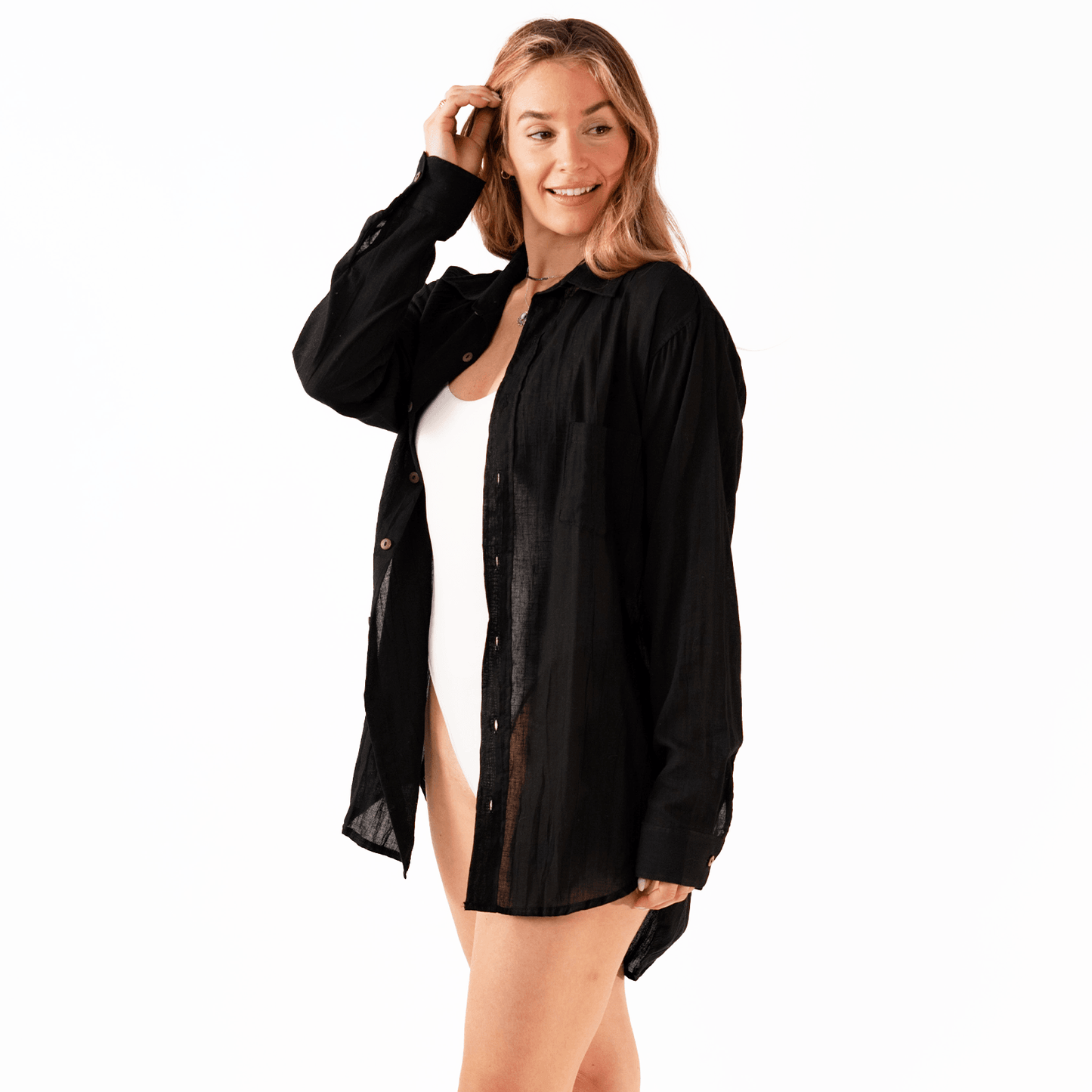 Boyfriend Black Button Up