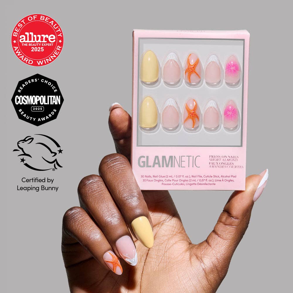 Sunset Tide Press-On Nails | Tropical Floral Short Almond