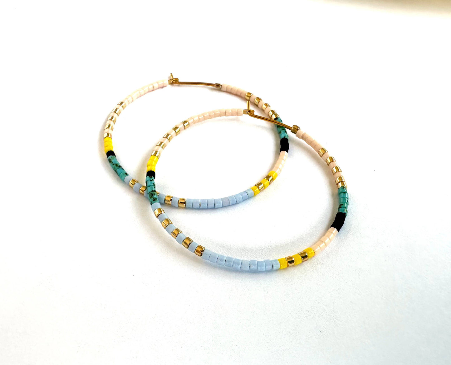Colorful Beaded Hoop Earrings - Petra Hoops