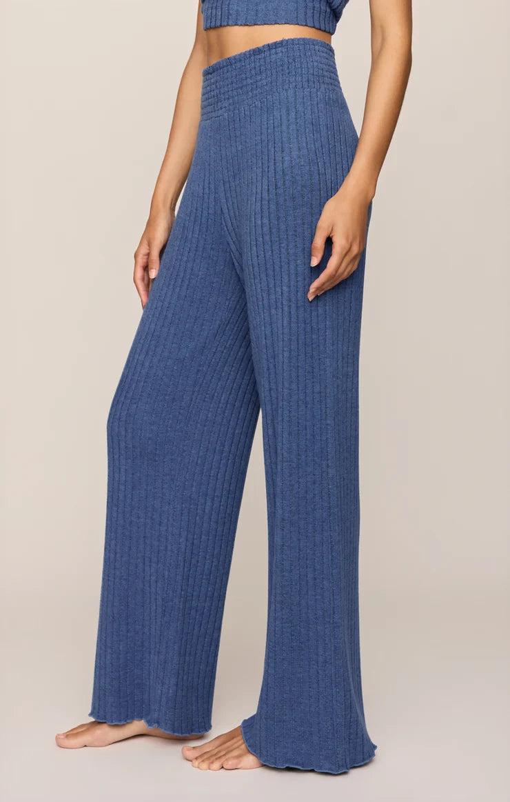 Dawn Smocked Silky Ribbed Pant