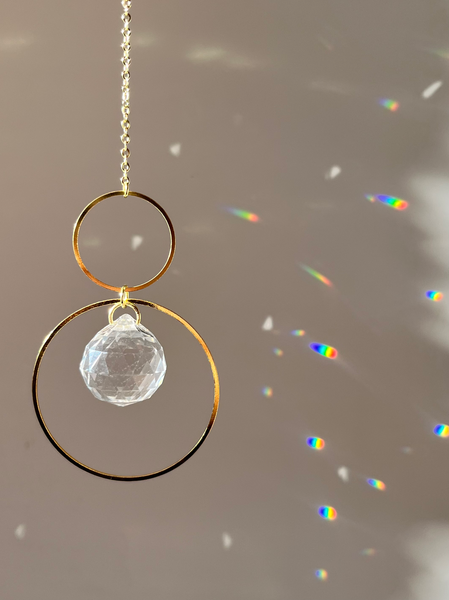 Double Circles Crystal Prism Sun Catcher Rainbow Maker