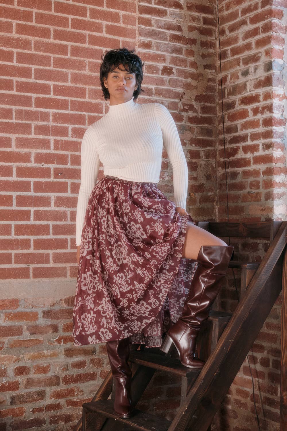 Floral Organza Pleated Circle Midi Skirt