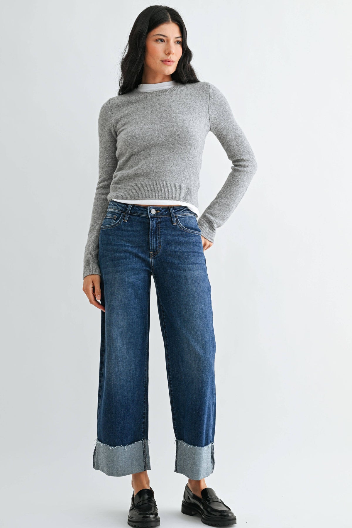 Scissor Cut Cuffed Wide Leg