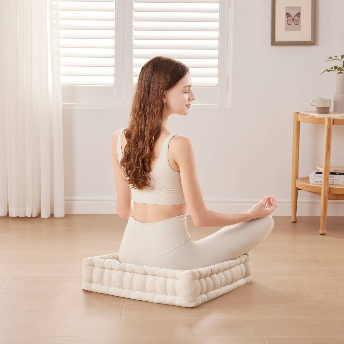 Square Floor Cushion, Ivory
