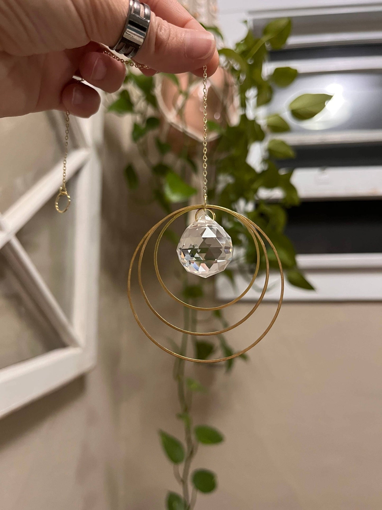 Gold Sun Catcher with Crystal Prism