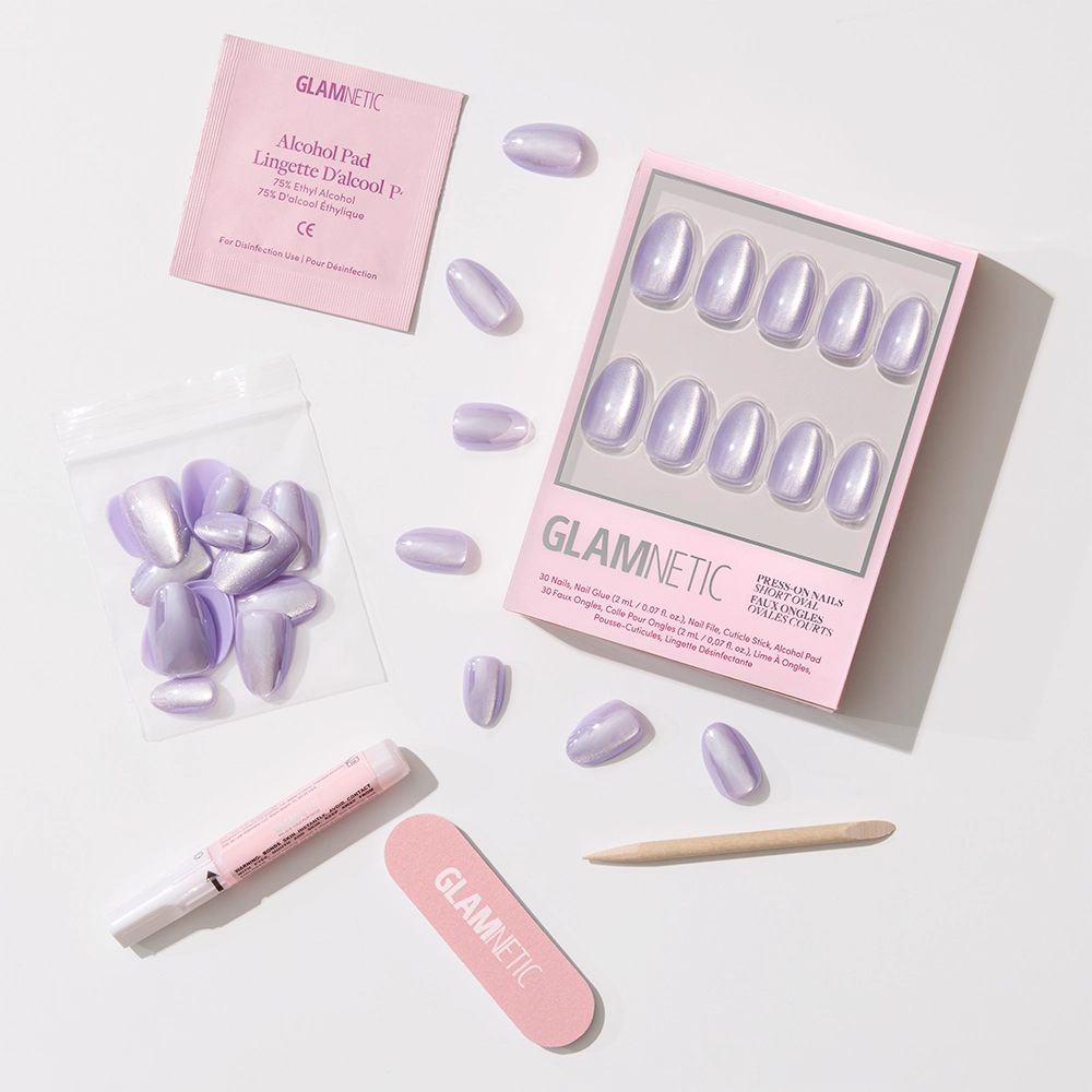 Mermaid's Tail Press-On Nails | Short Oval Purple Iridiscent