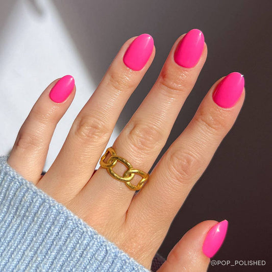 Hot Pink Press-On Nails | Short Oval Length