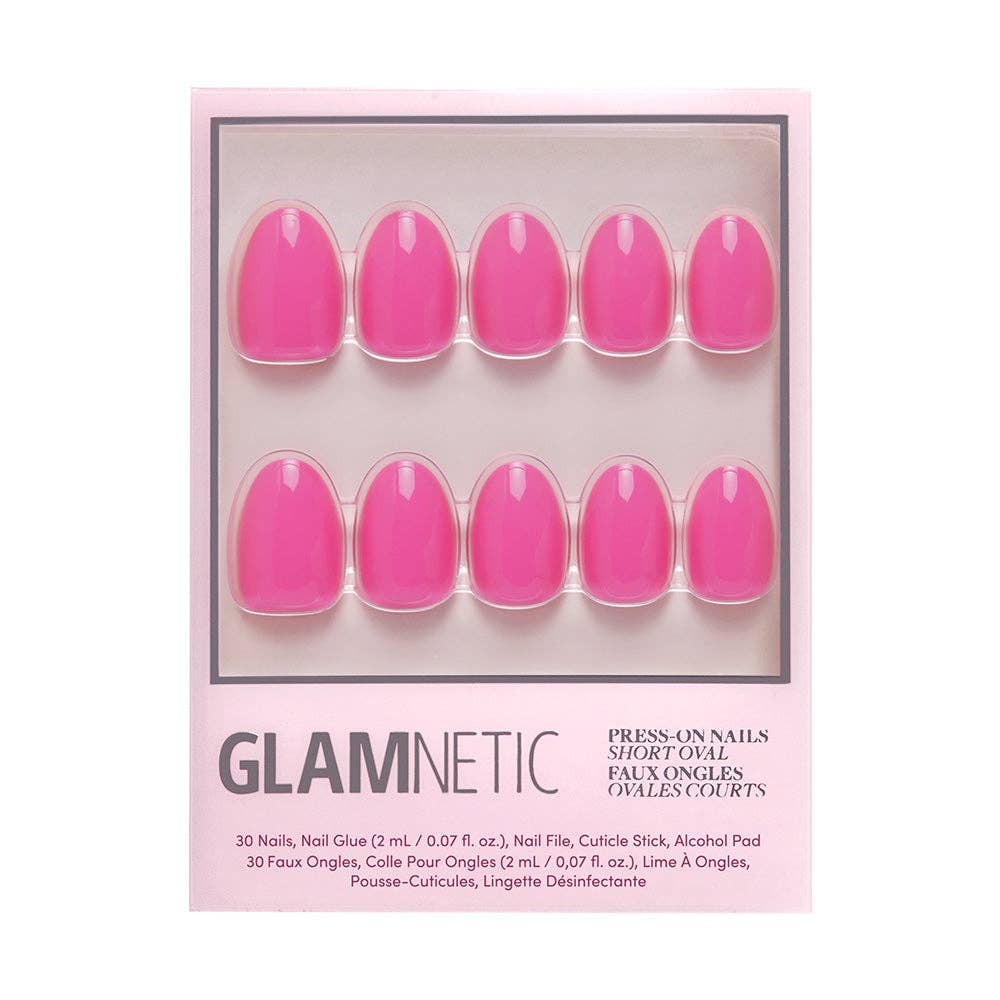 Hot Pink Press-On Nails | Short Oval Length